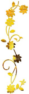 3D Spiegel Verwijderbare Sticker Voor Woonkamer Slaapkamer Muurschildering Muurtattoo Moderne Kunst Diy Bloem Sticker Home Decoratie MAR14 goud