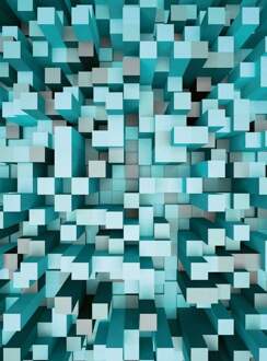 3d Squares Blue Vlies Fotobehang 192x260cm 4-banen
