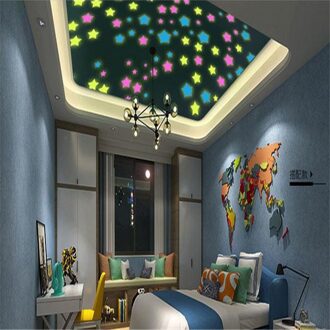 3D Ster En Maan Energie Opslag Fluorescerende Glow In The Dark Lichtgevende Op Muurstickers Voor Kinderkamer Living kamer Decal