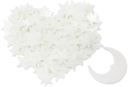 3D Ster En Maan Energie Opslag Fluorescerende Glow Stickers In Het Donker Voor Kinderkamer Woonkamer Plafond Starry sky Decor
