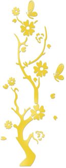 3d Sticker Spiegel Stickers Spiegel Behang Pruim Boom Home Decor Muur Spiegel Stickers Home Decoratie Moderne Muur Decor goud