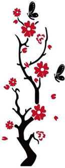 3d Sticker Spiegel Stickers Spiegel Behang Pruim Boom Home Decor Muur Spiegel Stickers Home Decoratie Moderne Muur Decor Rood