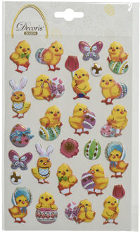 3D Stickers voorjaar en Pasen - kuikentjes - 1 vel - 14 x 21 cm Geel