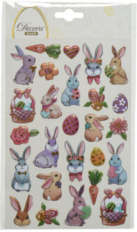 3D Stickers voorjaar en Pasen - paashazen - 1 vel - 14 x 21 cm Paars