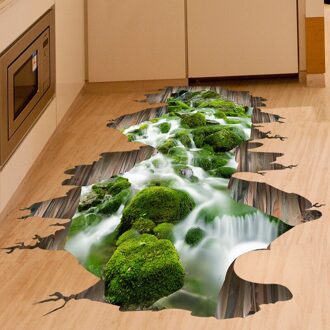 3D streamen vloer muursticker woonkamer keuken decoratie green home decor verwijderbare Muurschildering Decals
