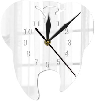 3D Tanden Digitale Acryl Wandklok Zelfklevende Spiegel Wandklok Stickers Moderne Art Decal Home Decor Moderne decor zilver
