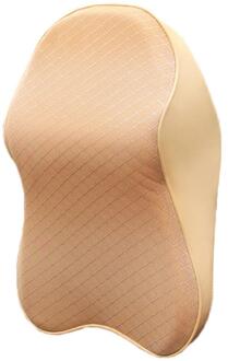 3D Traagschuim Nekkussen Auto Voor De Hals Pijnbestrijding Comfortabele Wasbare Pu Leer Nekkussen Auto Hoofdsteun Kussen pads 30 times 22cm beige