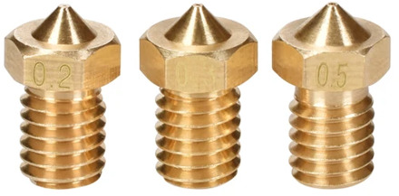 3D V6 Brass Nozzle 0.2 0.25 0.3 0.4 0.5 0.6 0.8 1mm For 3D V5 V6 J-head Hotend 1.75mm 3mm Filament Extruder For 3D Printer Parts