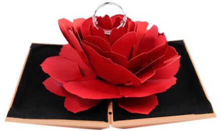 3D Vintage Mode Elegante Ringen Box Wedding Engagement Ring Rose Bloem Geschenkdozen Voor Sieraden Display Opslag Houder J