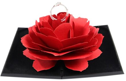 3D Vintage Mode Elegante Ringen Box Wedding Engagement Ring Rose Bloem Geschenkdozen Voor Sieraden Display Opslag Houder