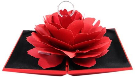 3D Vintage Mode Elegante Ringen Box Wedding Engagement Ring Rose Bloem Geschenkdozen Voor Sieraden Display Opslag Houder