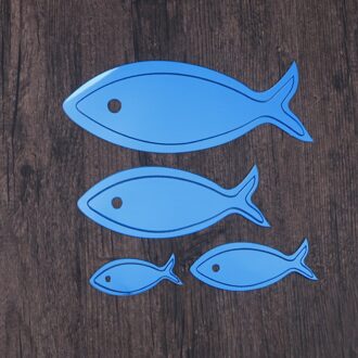 3D Vis Acryl Gespiegeld Decoratieve Sticker Muur Art Spiegel Decoratieve Muur Sticker (Zilver) blauw