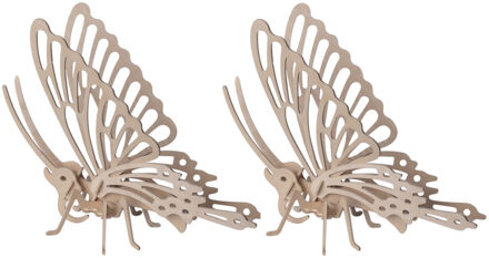 3D vlinder puzzel - 2x stuks - 23 x 18,5 x 0,3 cm - hout - bouwpakket - Bouwpuzzel - Constructiepuzz