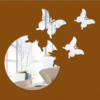 3D Vlinder Spiegel Muurstickers Woonkamer Slaapkamer Badkamer Home Decoratie Diy Acryl Spiegel Sticker Decoratieve Decals Blauw