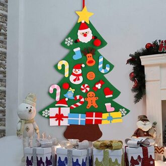 3D Voelde Kerstboom Muur Opknoping 3Ft Kerstboom Set Met Ornamenten Voor Kinderen Xmas Diy Decoraties