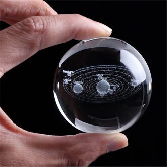 3D Zonnestelsel Crystal Ball Gegraveerde Zonnestelsel Miniatuur Planeten Model Zonnestelsel Crystal Ball