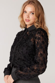 3dl102 3dlace top with long sleeves black Zwart