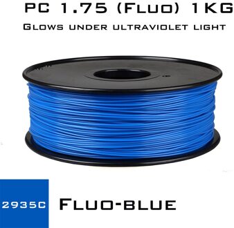 3Dsway Pc 1.75Mm Filament 1Kg Polycarbonaat Taaiheid Verbruiksartikelen Zwart Wit Transparant Materiaal Voor 3D Printer Multi-kleuren PC Fluo-blauw