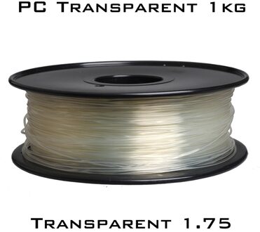 3Dsway Pc 1.75Mm Filament 1Kg Polycarbonaat Taaiheid Verbruiksartikelen Zwart Wit Transparant Materiaal Voor 3D Printer Multi-kleuren PC transparant