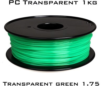 3Dsway Pc 1.75Mm Filament 1Kg Polycarbonaat Taaiheid Verbruiksartikelen Zwart Wit Transparant Materiaal Voor 3D Printer Multi-kleuren PC TransparentGreen