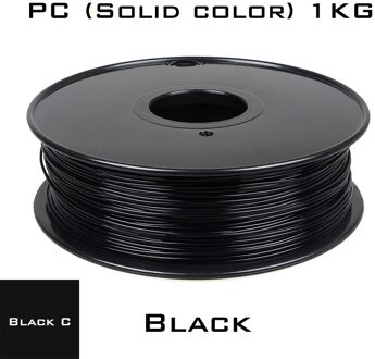 3Dsway Pc 1.75Mm Filament 1Kg Polycarbonaat Taaiheid Verbruiksartikelen Zwart Wit Transparant Materiaal Voor 3D Printer Multi-kleuren PC zwart