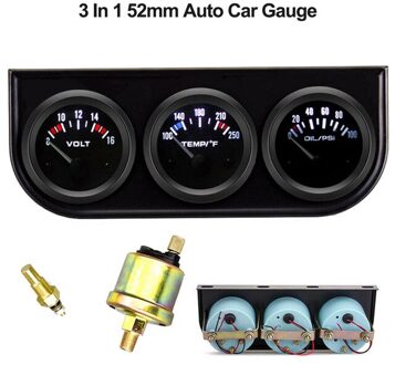3in 1 Auto Auto Triple Gauge Kit Voltmeter Water Temp Oliedruk Meter 52Mm 12V Olie Manometers universele Auto Accessoires