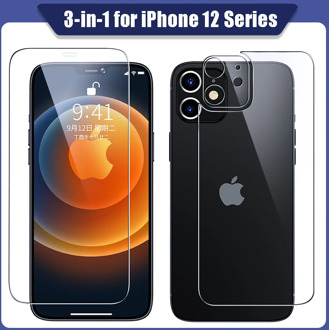 3in1 Front & Back & Camera Lens Glass Screen Protectors for iPhone 12 Mini Pro Max Case Cover iPhone12 Mirror Film Protector