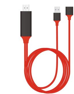 3in1 Hdmi Mirroring Kabel Adapter Converter Ultra Hd 1080P Opladen Hdtv Video Kabel Voor Samsung Galaxy Note10 Voor Iphone 11 X rood