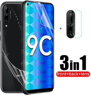 3in1 Hydrogel Soft Film For Huawei Honor 9c 9a 9 c a c9 a9 aka-l29 moa-lx9n Back Screen Protector Camera Lens Glass