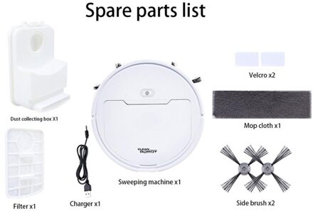 3in1 Vegen Robot Schoon Intelligente Thuis Stofzuiger Huishoudelijke Automatische Vegen Dust Tool Smart Veegmachine wit
