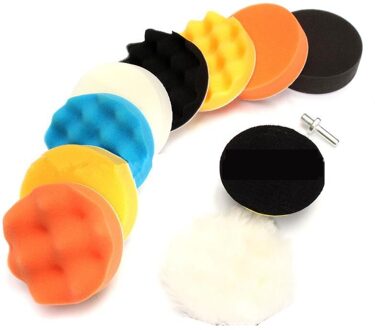 3Inch Auto Polijstschijf 11 Stks/set Zelfklevende Polijsten Waxen Spons Wol Wiel Polijsten Pad Voor Auto Polijstmachine boor Adapter