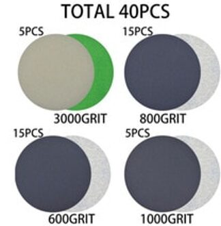 3Inch Schuurpapier Schijven 40Pcs Klittenband Schuren Set Lakens Nat/Droog