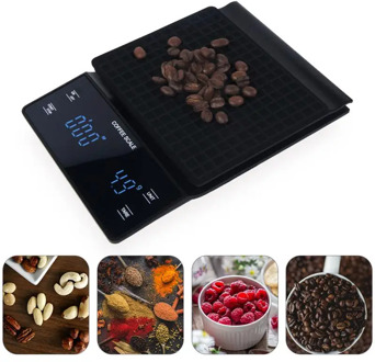 3kg/0.1g LCD Display Drip Coffee Scale With Timer Portable Electronic Digital Kitchen Scale High Precision LCD Electronic Scales