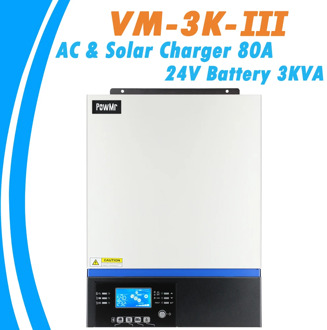 3KW Pure Sine Wave Hybrid Inverter 24V 230V Built-in 80A MPPT PV Charge Controller and 40A AC Charger VM III With USB Bluetooth