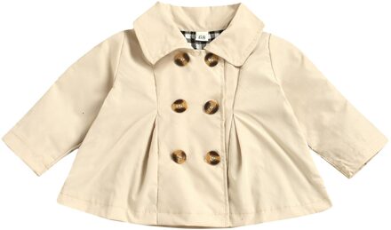 (3M-2T) meisjes Herfst Windjack Mode Lange Mouwen Double-Breasted Effen Kleur Winddicht En Warm Windjack 12-18 Months