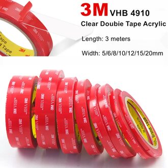 3M 4910 Vhb Tape, Hoge Temperatuur Transparant Acryl Foam Tape, 1Mm Dikte Double Coated Clear Acryl Foam Tape 10mm x 3M