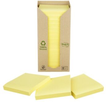 3M Memoblok 3M Post-it 654 76x76mm recycled pastel geel