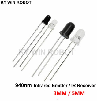 3mm 5mm 940nm LEDs Infrared Emitter and IR Receiver Diode 10pairs Diodes
