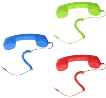 3Pack 3.5mm Jack Mic Retro Phone Handset Telephone for Mobile Phone Universal Green+Blue+Red