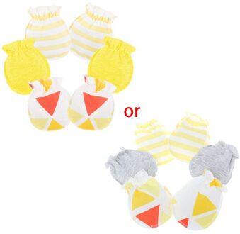 3Pairs Baby Anti Krabben Handschoenen Pasgeboren Bescherming Gezicht Katoen Scratch Wanten geel