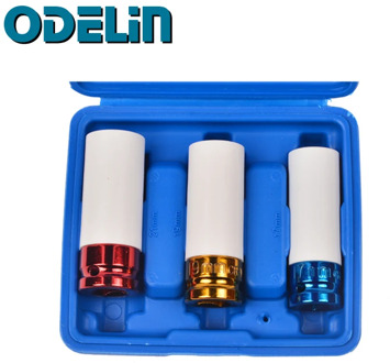 3Pc 1/2" Dr. Deep Air Impact Wheel Nut protector socket set 17 19 21