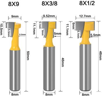 3Pc 8Mm Schacht T-Slot Cutter Router Bit Set Hex Bolt Sleutel Gat Bits T Steken Frezen cutter Voor Hout Houtbewerking