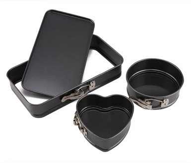 3Pc baking plates kitchen cake mold heart-shaped circular rectangular baking plate heavy carbon non stick removable tray