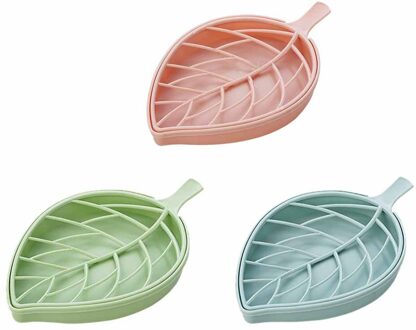 3Pc Bladvorm Zeepkist Schotel Opslag Plaat Lade Houder Case Container