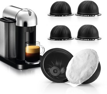 3Pc Hervulbare Herbruikbare Koffie Capsules Pods Voor Nespresso, Vertuoplus, Vertuoline GCA1 Machine Met 60Pc Folie Deksels zwart