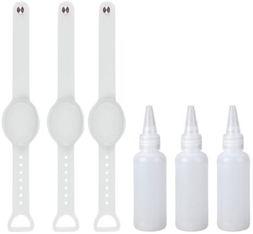 3Pc Polsband Hand Dispenser Met 3Pc Snavel Fles Handdesinfecterend Doseren Draagbare Armband Polsband Hand Dispenser Siliconen WH