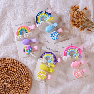 3pc/set Cute Girl Cloud Lollipop Rainbow Hairpins Cartoon Baby Pin Hair Clips For Girls Children Headband Kids Accessories Bebes