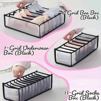 3PC Storage bag Underwear Storage Box with Compartments Socks Three-piece mesh folding storage Bra Underpants Organizer Drawers