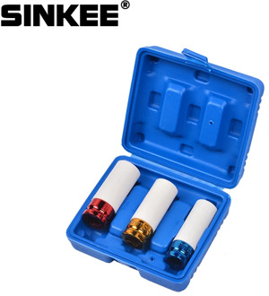 3pcs 1/2" Drive Thin Wall Wheel Deep Impact Nut Socket Set 17mm 19mm 21 mm Car Garage Tool With Case SK1503