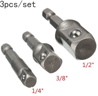 3Pcs 1/4 "3/8" 1/2 "Hex Power Boor Socket Driver Adapter Wrench Mouwen Extension Bar Voor elektrische Schroevendraaier Bits